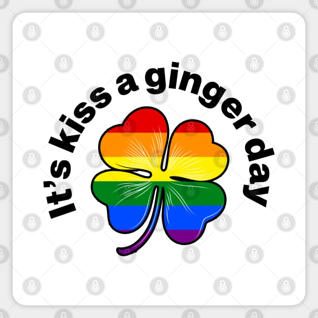 Kiss a Ginger Day - Rainbow Flag (lgbtq) in Irish Shamrock Sticker by CottonGarb